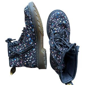 Doc Marten Delaney Floral Print Kids Boots Size 3 Black Flowers
